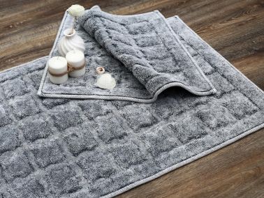 Bergama Pamuk Banyo Paspas Seti 2 Li Gri - Çeyiz Diyarı