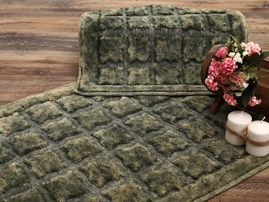 Bergama Pamuk Banyo Paspas Seti 2 Li Yeşil - Çeyiz Diyarı