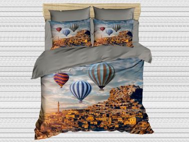 Best Class Dijital Baskılı 3d Çift Kişilik Nevresim Takımı Grey Balloon - Çeyiz Diyarı