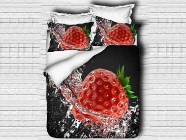 Best Class Dijital Baskılı 3d Çift Kişilik Nevresim Takımı Strawberry - Çeyiz Diyarı