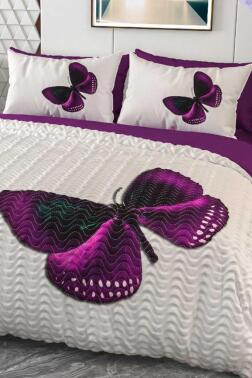 Beyaz Gece Mikro Saten 3D Dijital Baskılı Dört Mevsim Çift Kişilik Nevresim Takımı - Çeyiz Diyarı