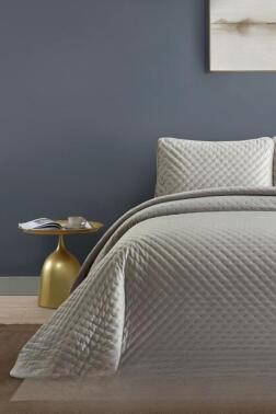 Bianca Tek Kişilik Lüks Kadife Yatak Örtüsü Gri - Çeyiz Diyarı