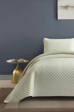 Bianca Tek Kişilik Lüks Kadife Yatak Örtüsü Krem - Çeyiz Diyarı