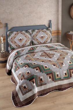 Bolivia Baskılı Kapitoneli Çift Kişilik Yatak Örtüsü - Çeyiz Diyarı