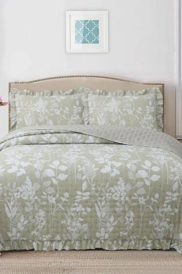 Breeze Sade Çiçekler Çift Kişilik Yatak Örtüsü 240x260 - Çeyiz Diyarı