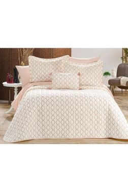 Brillance Çift Kişilik Yatak Örtüsü Krem Pudra - Çeyiz Diyarı