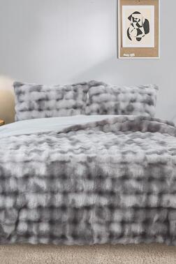 Bubble Tavşan Tüyü Çift Kişilik Yatak Örtüsü 220x240 Cm Gri - Çeyiz Diyarı