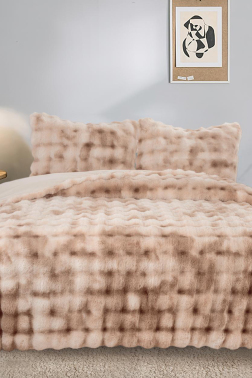 Bubble Tavşan Tüyü Çift Kişilik Yatak Örtüsü 220x240 Cm Vizon - Çeyiz Diyarı