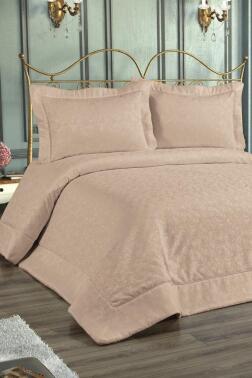 Buğlem Dolgulu Şönil Çift Kişilik Yatak Örtüsü Cappucino - Çeyiz Diyarı