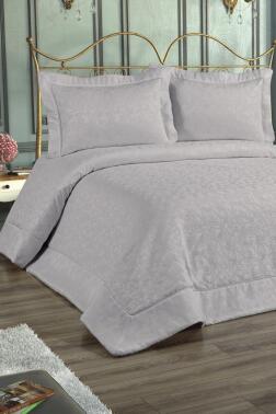 Buğlem Dolgulu Şönil Çift Kişilik Yatak Örtüsü Gri - Çeyiz Diyarı