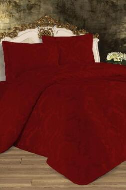 Busem Jakarlı Şönil Yatak Örtüsü Bordo - Çeyiz Diyarı