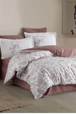 Calvina Çift Kişilik Ranforce Nevresim Takımı Kahve - Hobby