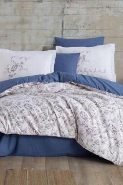 Calvina Çift Kişilik Ranforce Nevresim Takımı Mavi - Hobby