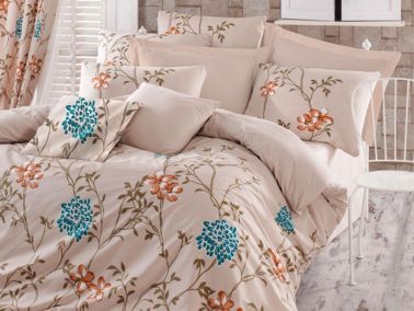 Carmen %100 Pamuk Tek Kişilik Nevresim Takımı Bej - Çeyiz Diyarı