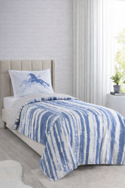 Cascade Tek Kişilik Ranforce Nevresim Takımı Mavi - Hobby