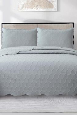 Cenevre Elyaf Dolgulu Çift Kişilik 240x260 Cm Yatak Örtüsü Antrasit - Çeyiz Diyarı