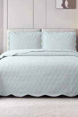 Cenevre Elyaf Dolgulu Çift Kişilik 240x260 Cm Yatak Örtüsü Gri - Çeyiz Diyarı