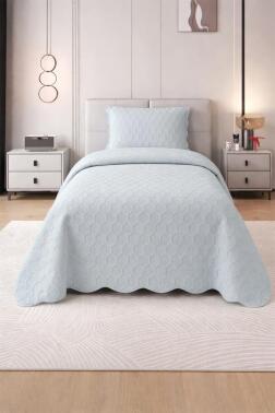 Cenevre Elyaf Dolgulu Tek Kişilik 180x240 Cm Yatak Örtüsü Gri - Çeyiz Diyarı