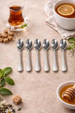 ÇETCOOK STAR 18/10 ÇELİK 6lı ÇAY KAŞIĞI SETİ - Çeyiz Diyarı