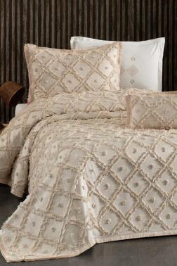 Çeyiz Diyarı Alara Tek Kişilik Pike Takımı Cappucino - Çeyiz Diyarı