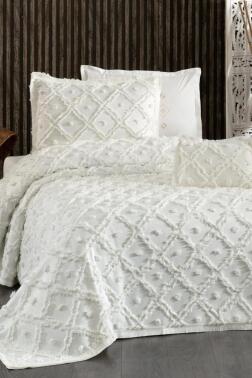 Çeyiz Diyarı Alara Tek Kişilik Pike Takımı Krem - Çeyiz Diyarı