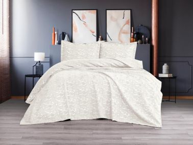 Çeyiz Diyarı Alexa 3 Parça Yatak Örtüsü Takımı Krem - Çeyiz Diyarı