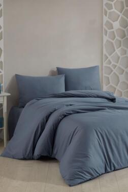 Çeyiz Diyarı Almond Lastikli Çarşaflı Çift Kişilik Nevresim Takımı İndigo - Çeyiz Diyarı