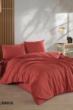 Çeyiz Diyarı Almond Lastikli Çarşaflı Çift Kişilik Nevresim Takımı Kiremit - Çeyiz Diyarı