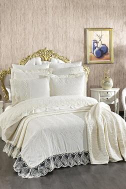 Çeyiz Diyarı Anka 10 Parça Battaniyeli Çeyiz Seti Krem - Çeyiz Diyarı