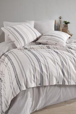 Çeyiz Diyarı Belgin Çift Kişilik Nevresim Takımı Krem - Gri - Çeyiz Diyarı