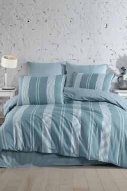 Çeyiz Diyarı Belgin Çift Kişilik Nevresim Takımı Mavi - Çeyiz Diyarı