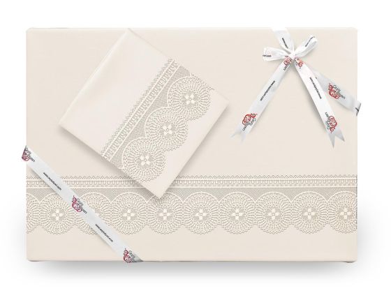 Çeyiz Diyarı Birella Sade Fransız Güpürlü Nevresim Takımı Krem - Çeyiz Diyarı