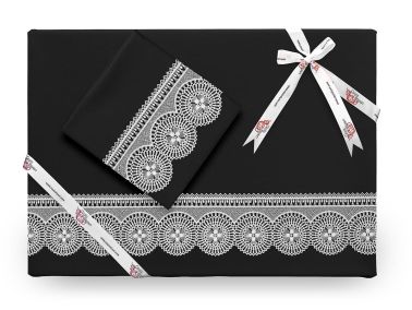 Çeyiz Diyarı Birella Sade Fransız Güpürlü Nevresim Takımı Siyah - Çeyiz Diyarı