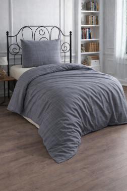 Çeyiz Diyarı Brush 2 Parça Tek Kişilik Nevresim Seti Gri