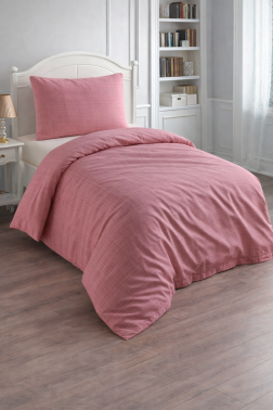 Çeyiz Diyarı Brush 2 Parça Tek Kişilik Nevresim Seti Gül Kurusu