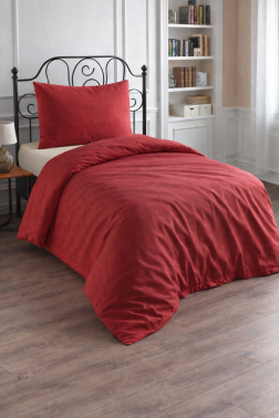 Çeyiz Diyarı Brush 2 Parça Tek Kişilik Nevresim Seti Kırmızı