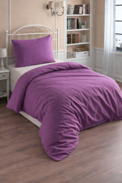 Çeyiz Diyarı Brush 2 Parça Tek Kişilik Nevresim Seti Lila