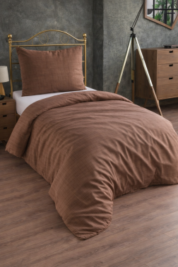 Çeyiz Diyarı Brush 2 Parça Tek Kişilik Nevresim Seti Cappucino