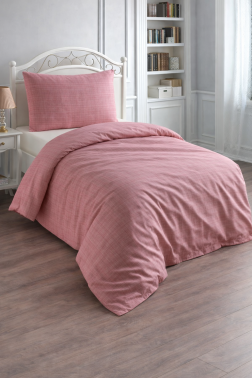 Çeyiz Diyarı Brush 2 Parça Tek Kişilik Nevresim Seti Pudra