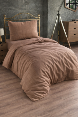 Çeyiz Diyarı Brush 3 Parça Tek Kişilik Nevresim Takımı Cappucino