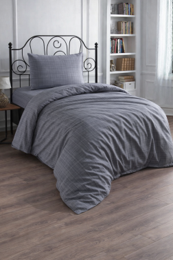 Çeyiz Diyarı Brush 3 Parça Tek Kişilik Nevresim Takımı Gri