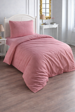 Çeyiz Diyarı Brush 3 Parça Tek Kişilik Nevresim Takımı Pudra