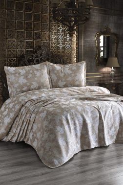 Çeyiz Diyarı Çınar Jakarlı Yatak Örtüsü Gold - Çeyiz Diyarı