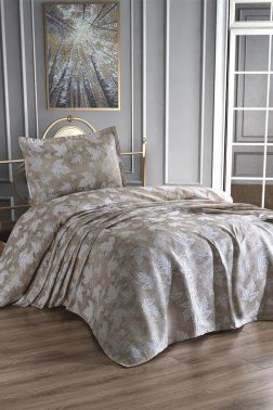 Çeyiz Diyarı Çınar Tek Kişilik Jakarlı Yatak Örtüsü Gold - Çeyiz Diyarı