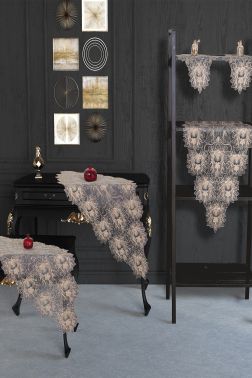 Çeyiz Diyarı Çınar Tül 5 Parça Salon Takımı Gold - Çeyiz Diyarı