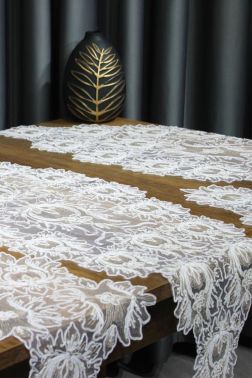 Çeyiz Diyarı Çınar Tül 5 Parça Salon Takımı Gümüş Kahve - Çeyiz Diyarı