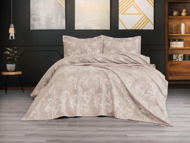 Çeyiz Diyarı Clara 3 Parça Yatak Örtüsü Takımı Bej - Çeyiz Diyarı