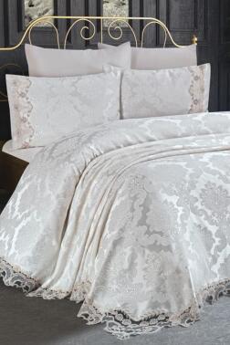 Çeyiz Diyarı Crown Yatak Örtüsü Krem - Çeyiz Diyarı