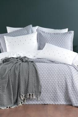 Çeyiz Diyarı Fiona 10 Parça Pikeli Çeyiz Seti Gri - Çeyiz Diyarı