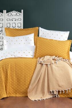 Çeyiz Diyarı Fiona 10 Parça Pikeli Çeyiz Seti Hardal - Çeyiz Diyarı